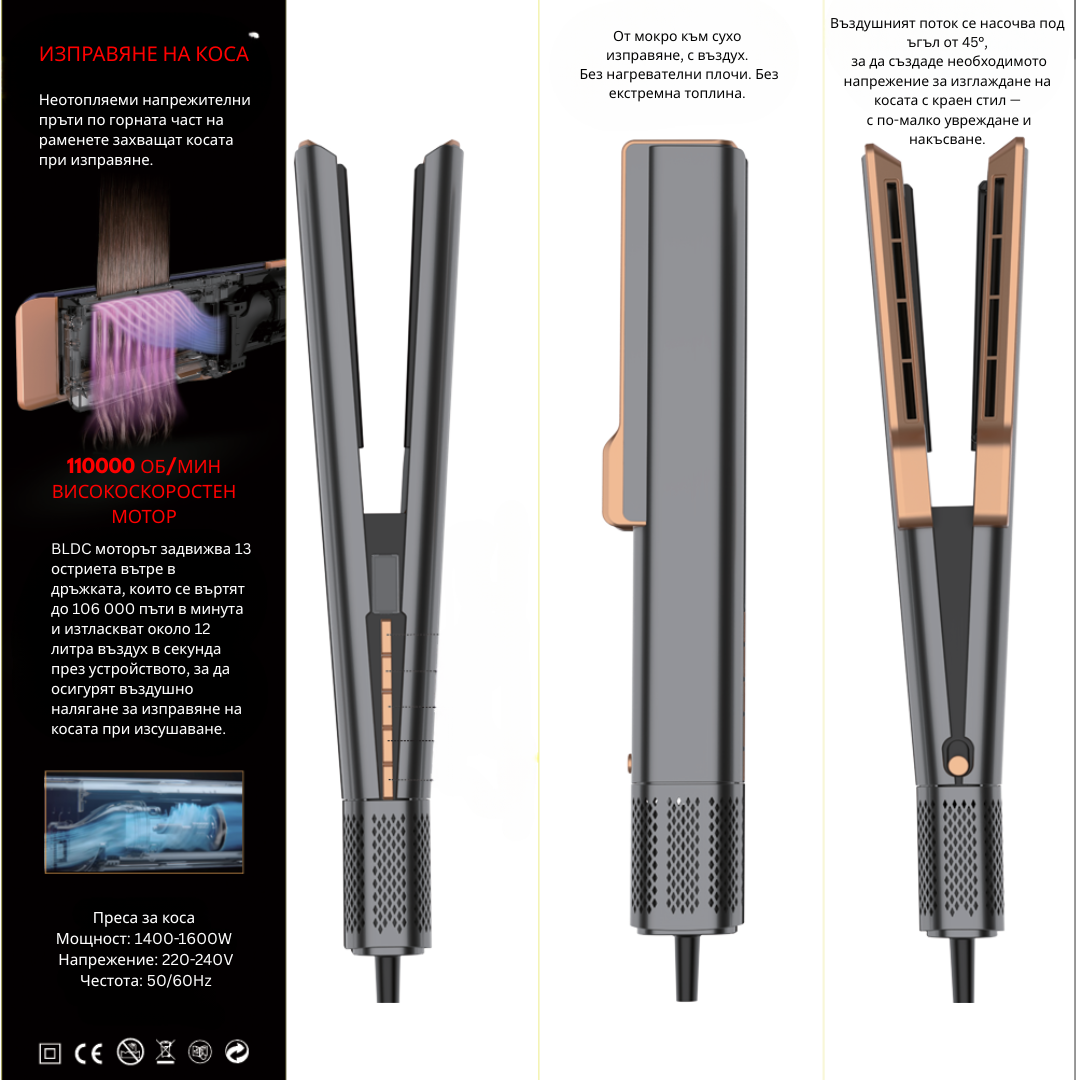 Преса и сешоар с горещ въздух Airflow pro 2in1